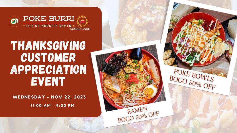 Thanksgiving at Poke Burri Sugar Land, Poke Burri / Lifting Noodles