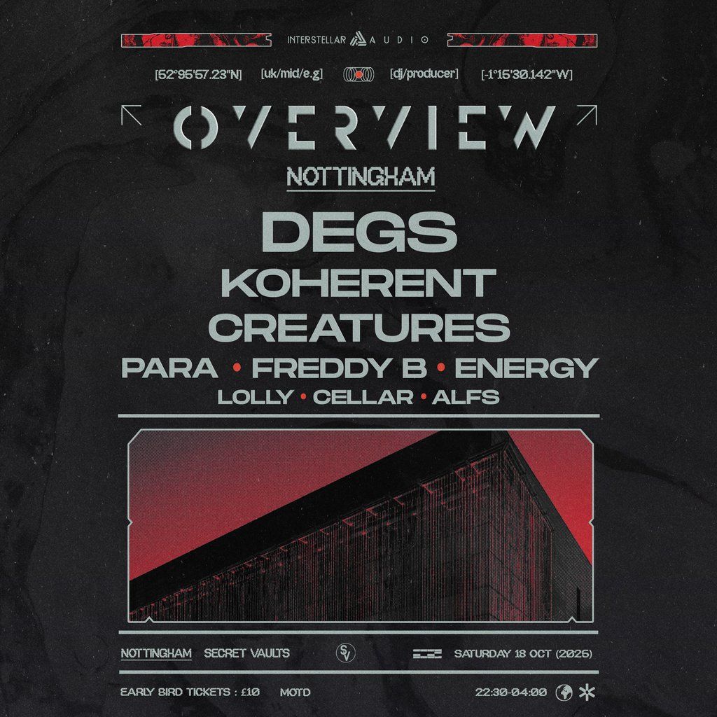 Overview Nottingham w/ Degs, Koherent, Creatures : 18/10/25, 18 October | Event in Nottingham | AllEvents
