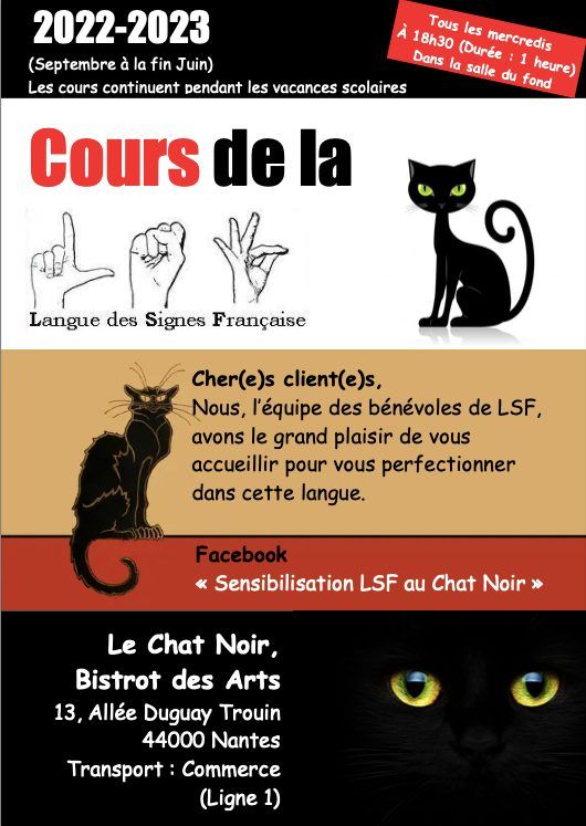Initiation A La Langue Des Signes Au Chat Noir Le Chat Noir Bistrot Des Arts A Nantes September 7 22 Allevents In