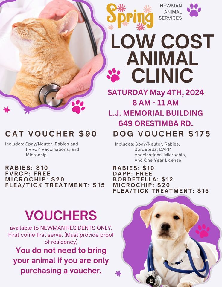 Spring Low Cost Animal Clinic, 649 Orestimba Rd, Newman, CA 953609799