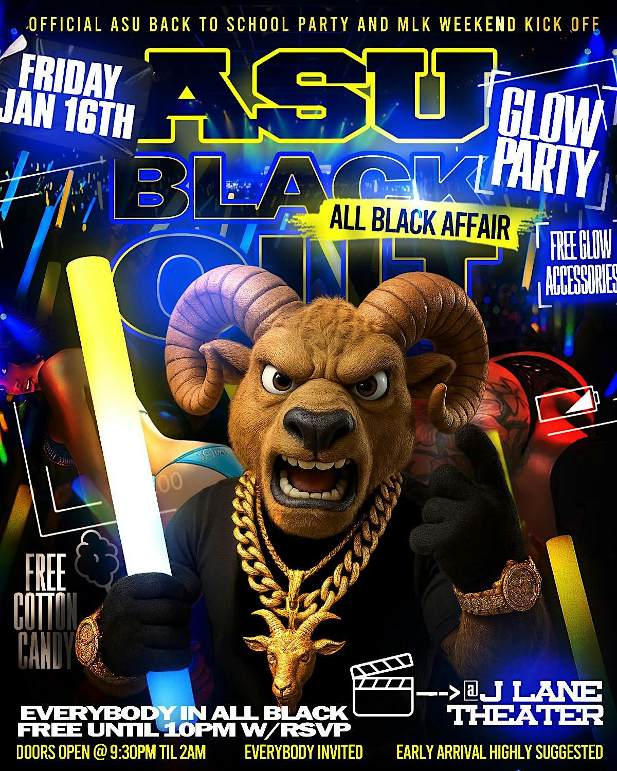 ASU BLACK OUT ALL BLACK AFFAIR GLOW PARTY   OFFICIAL ASU BACK TO SCHOOL, 16 January | Event in Albany | AllEvents