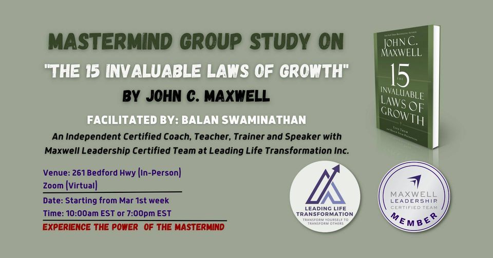 Mastermind Group Study on 15 Invaluable Laws of Growth by John C