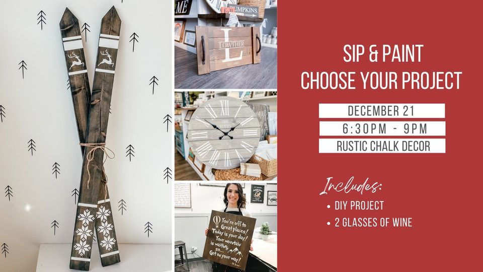 Sip & Paint Wood Signs December 21, Rustic Chalk Decor, Kelowna