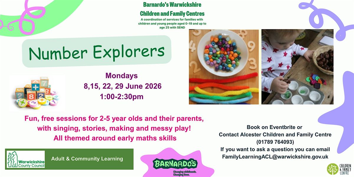 Number Explorers (2-5 years), Alcester Children Centre, 8 June to 29 ...