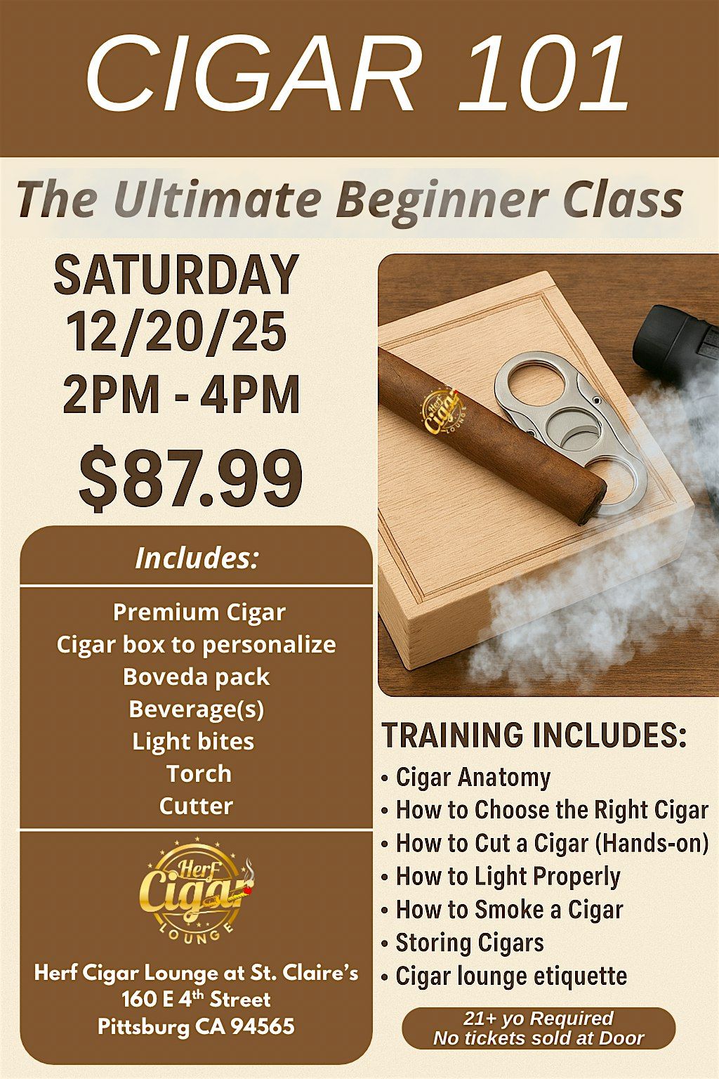 Cigar 101: The Ultimate Beginner Class, 20 December | Event in Pittsburg | AllEvents
