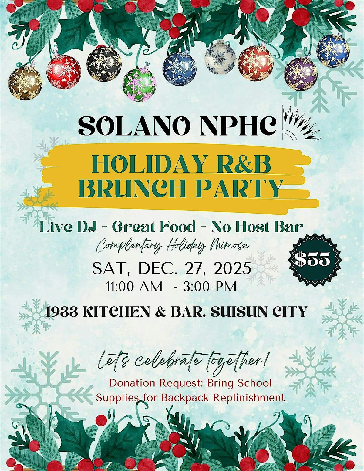 Solano NPHC Holiday R & B Brunch Party, 27 December | Event in Suisun City | AllEvents