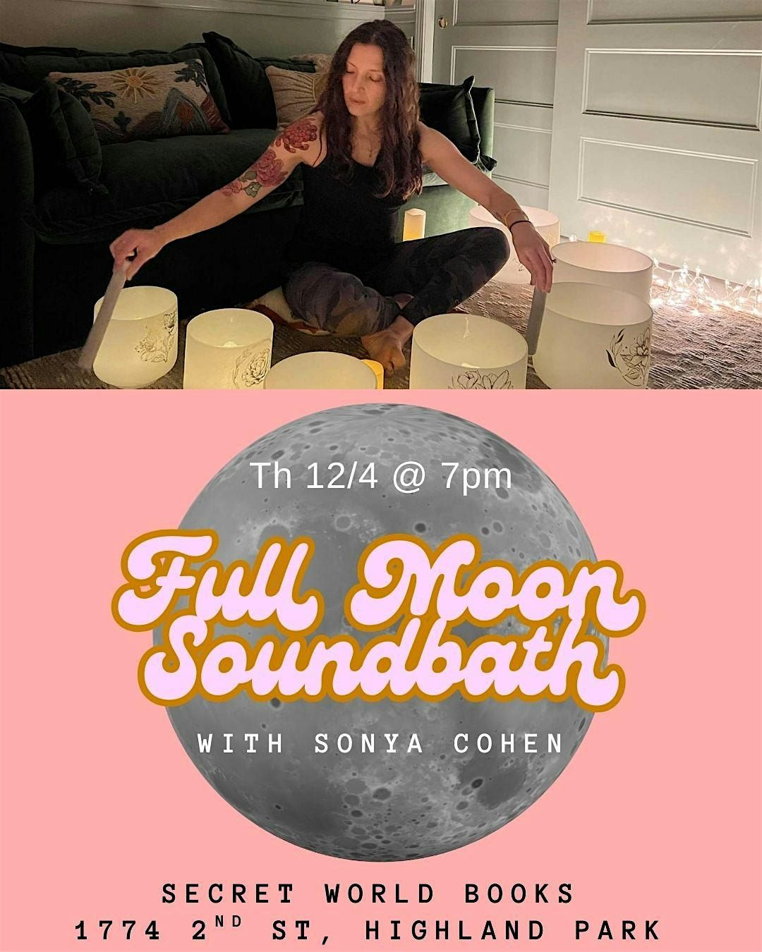 Full Moon Sound Bath with Sonya Cohen, 4 December | Event in Highland Park | AllEvents