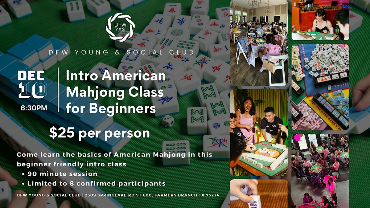 Intro American Mahjong Class for Beginners, 10 December | Event in Farmers Branch | AllEvents