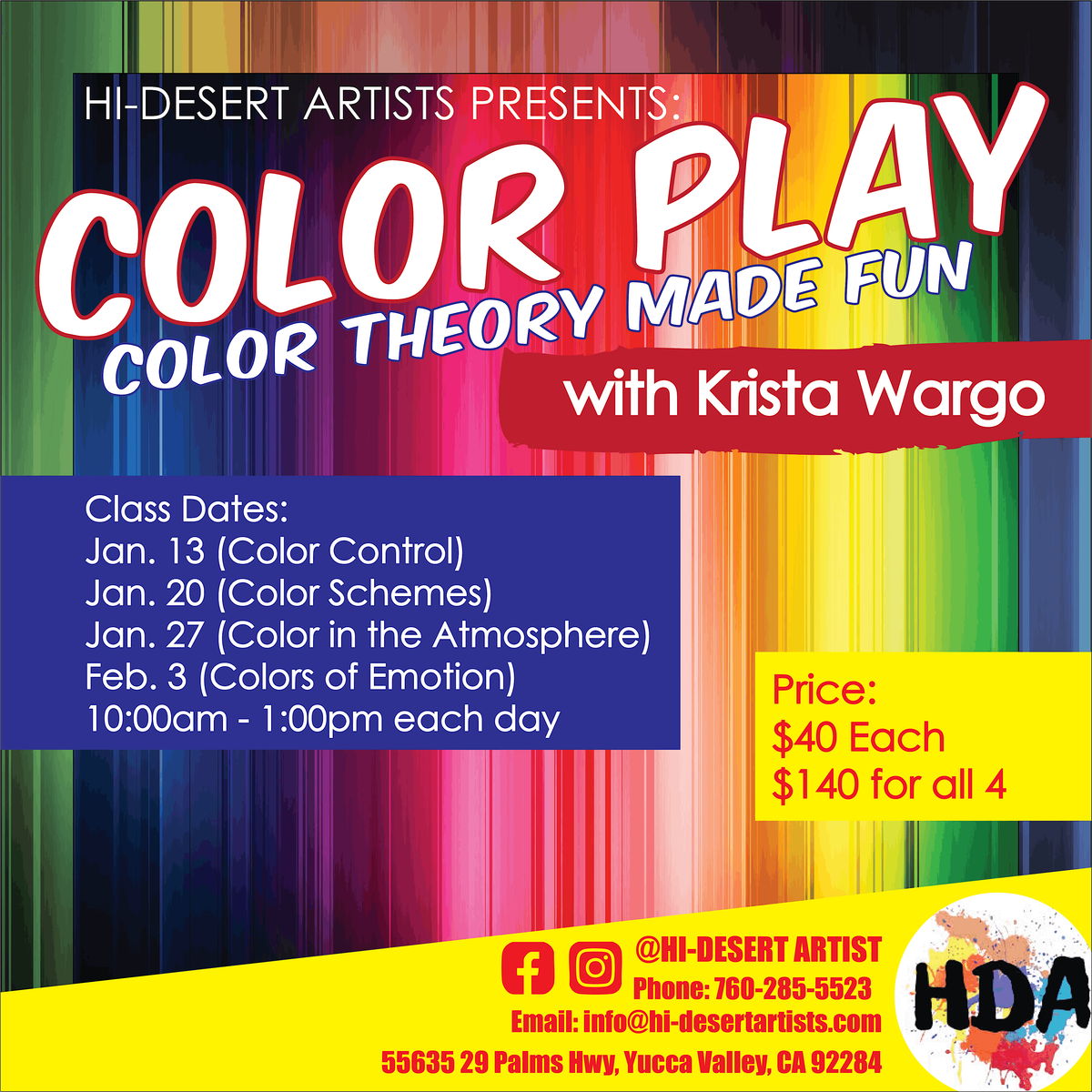 Color Play with Krista Wargo, 13 January | Event in Yucca Valley | AllEvents
