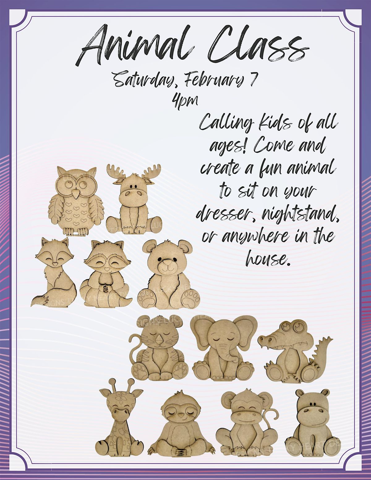 Animal Shelf Sitter Class