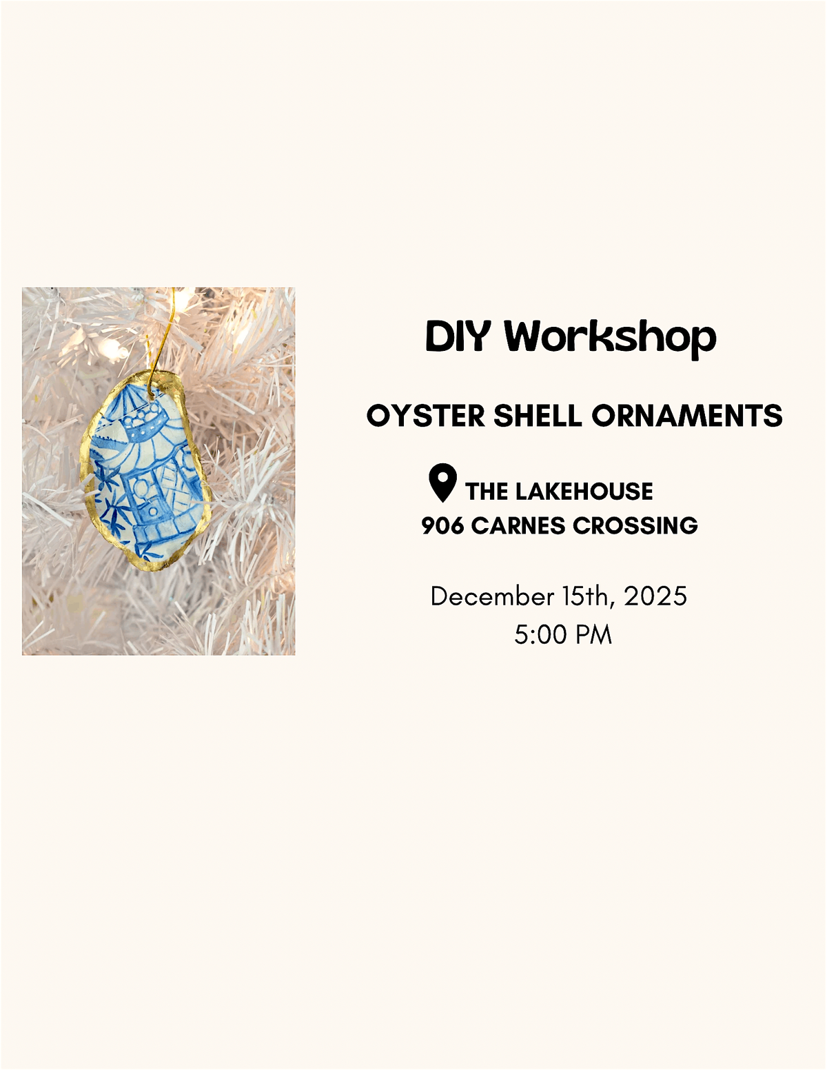 DIY Oyster Shell Ornaments, 15 December | Event in Summerville | AllEvents