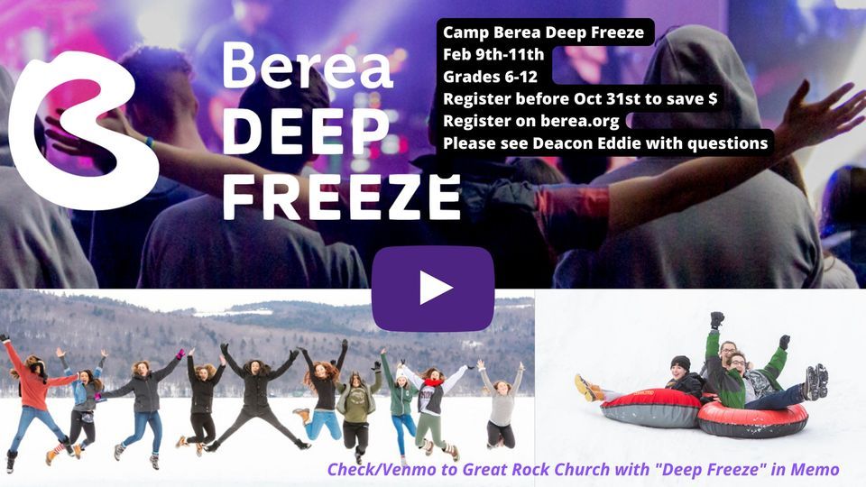 Camp Berea DEEP FREEZE Grades 612 Registration Open, Camp Berea
