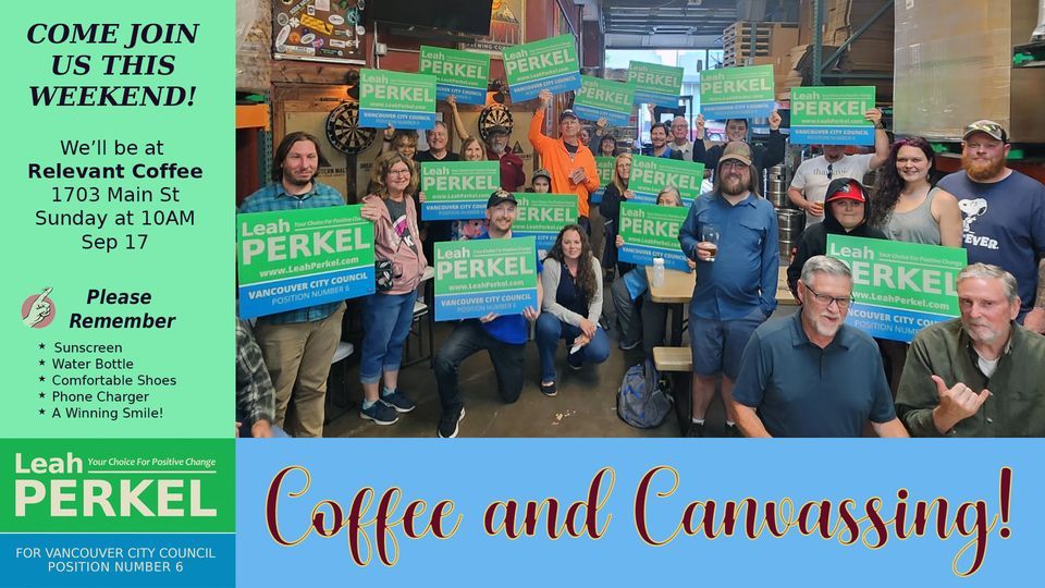 Coffee and Canvassing, Relevant Coffee, Vancouver, September 17 2023