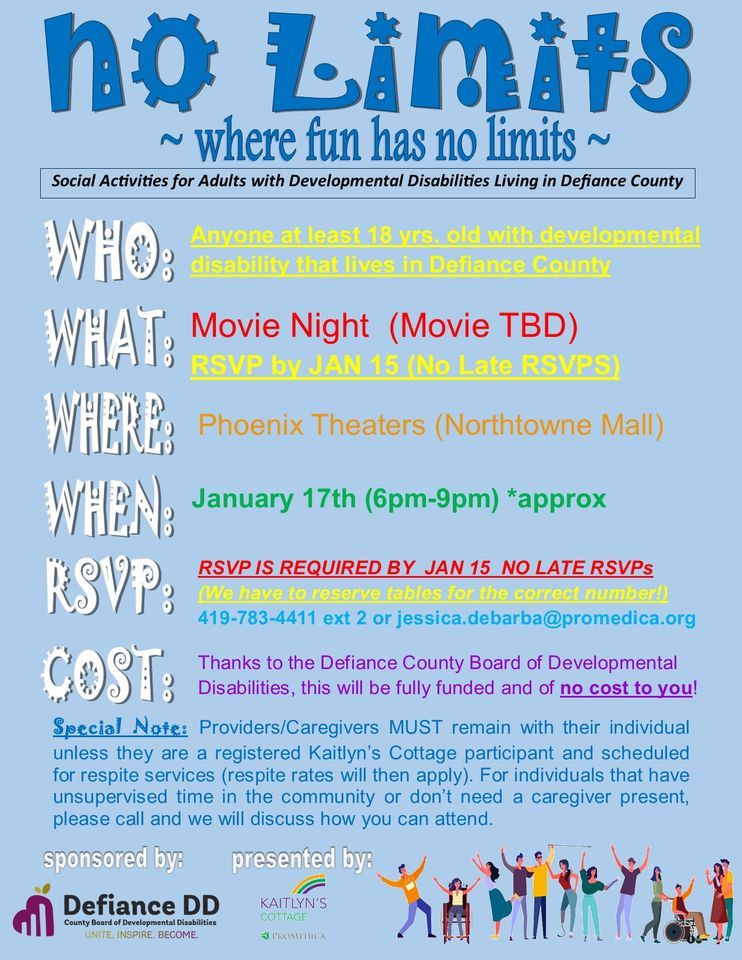 No Limits Movie Night, Phoenix Theatres Northtowne Mall, Defiance