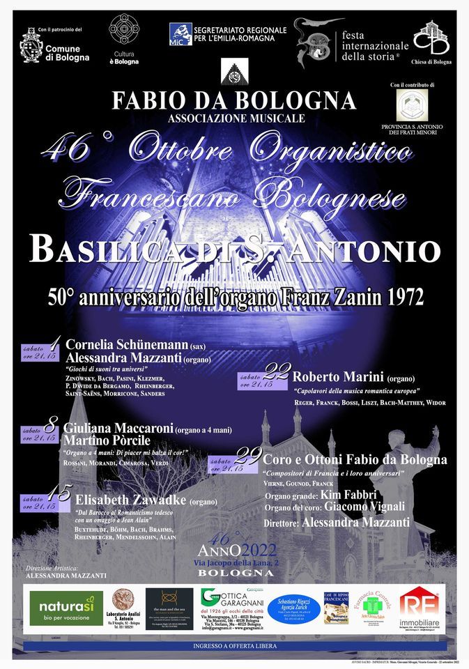 46° Ottobre Organistico Francescano Bolognese 2022, Basilica Sant