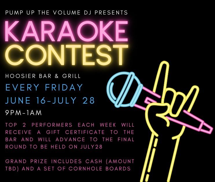 Karaoke Night/Contest, Hoosier Bar & Grill, Bloomington, June 30 to
