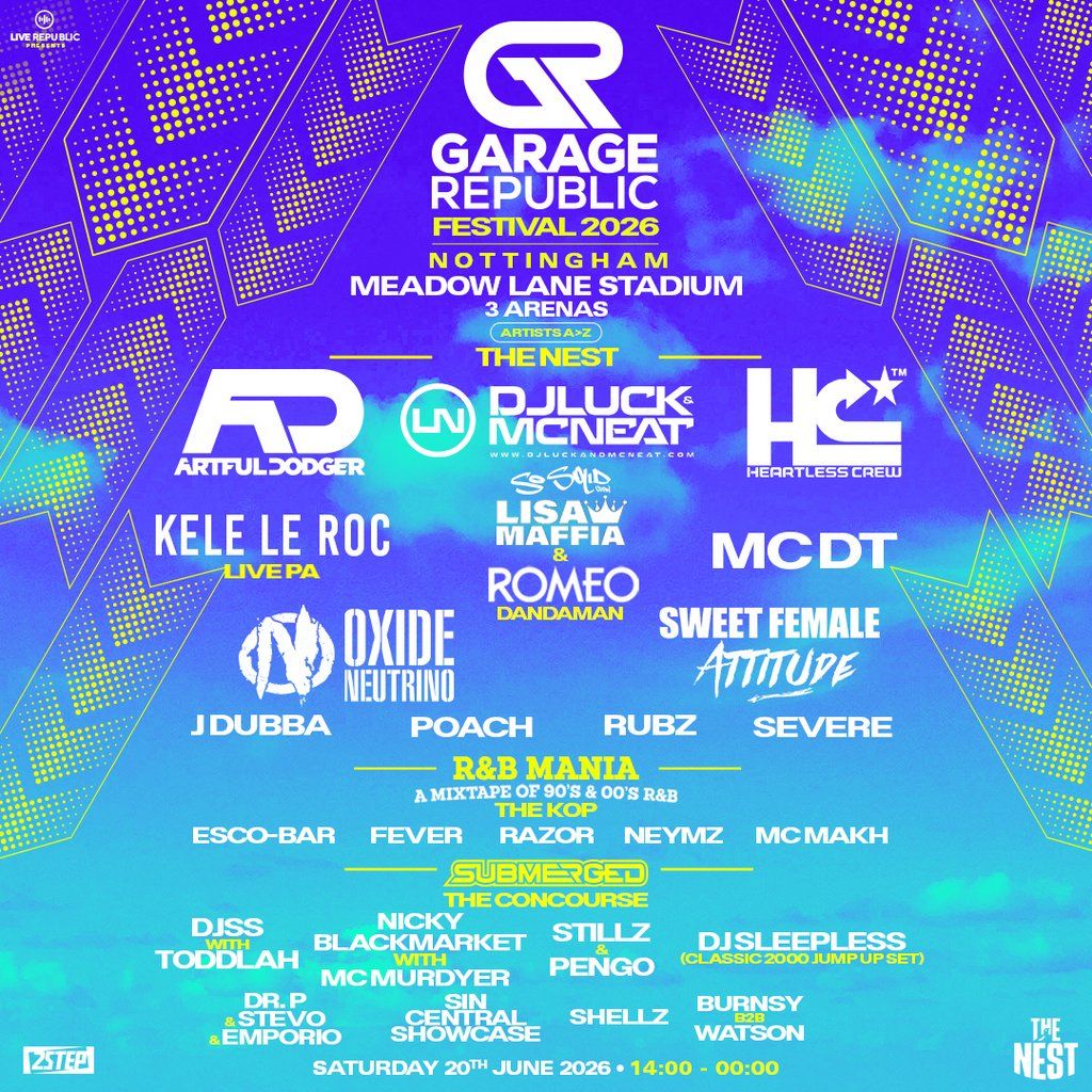 Garage Republic Festival 2026 | Notts County Ground, 20 June | Event in Nottingham | AllEvents