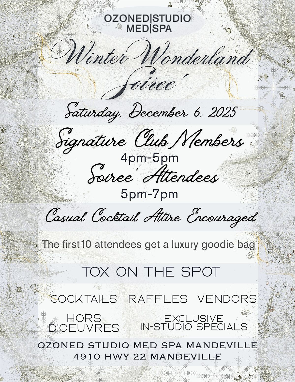 Ozoned Studio Med Spa's Winter Wonderland Soirée, 6 December | Event in Mandeville | AllEvents