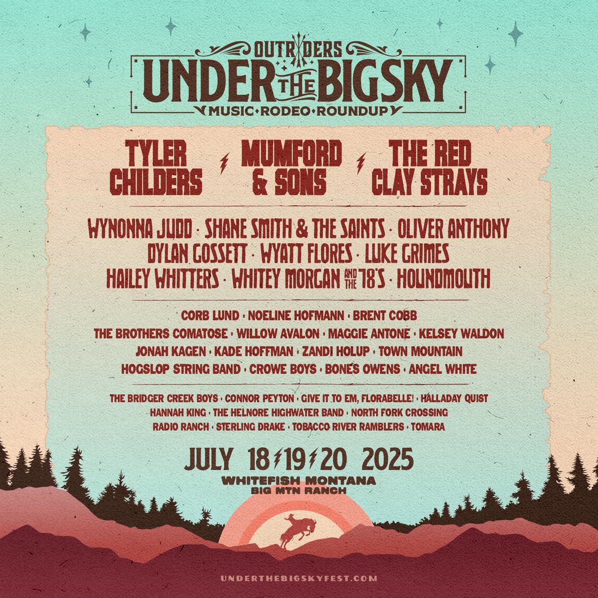 Under The Big Sky Music Festival: Tyler Childers  Mumford and Sons & The Red Clay Strays - 3 Day Pass, 17 July