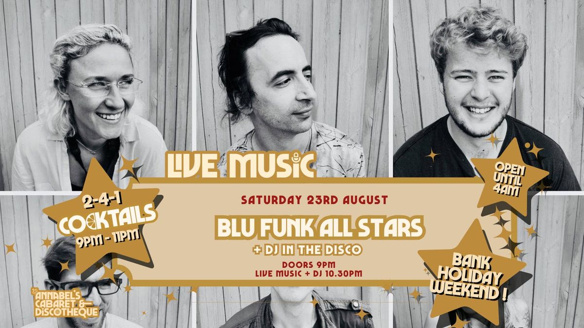 Live Music:  THE BLU FUNK ALL STARS // Annabel’s Cabaret &amp; Discotheque, 23 August | Event in Plymouth