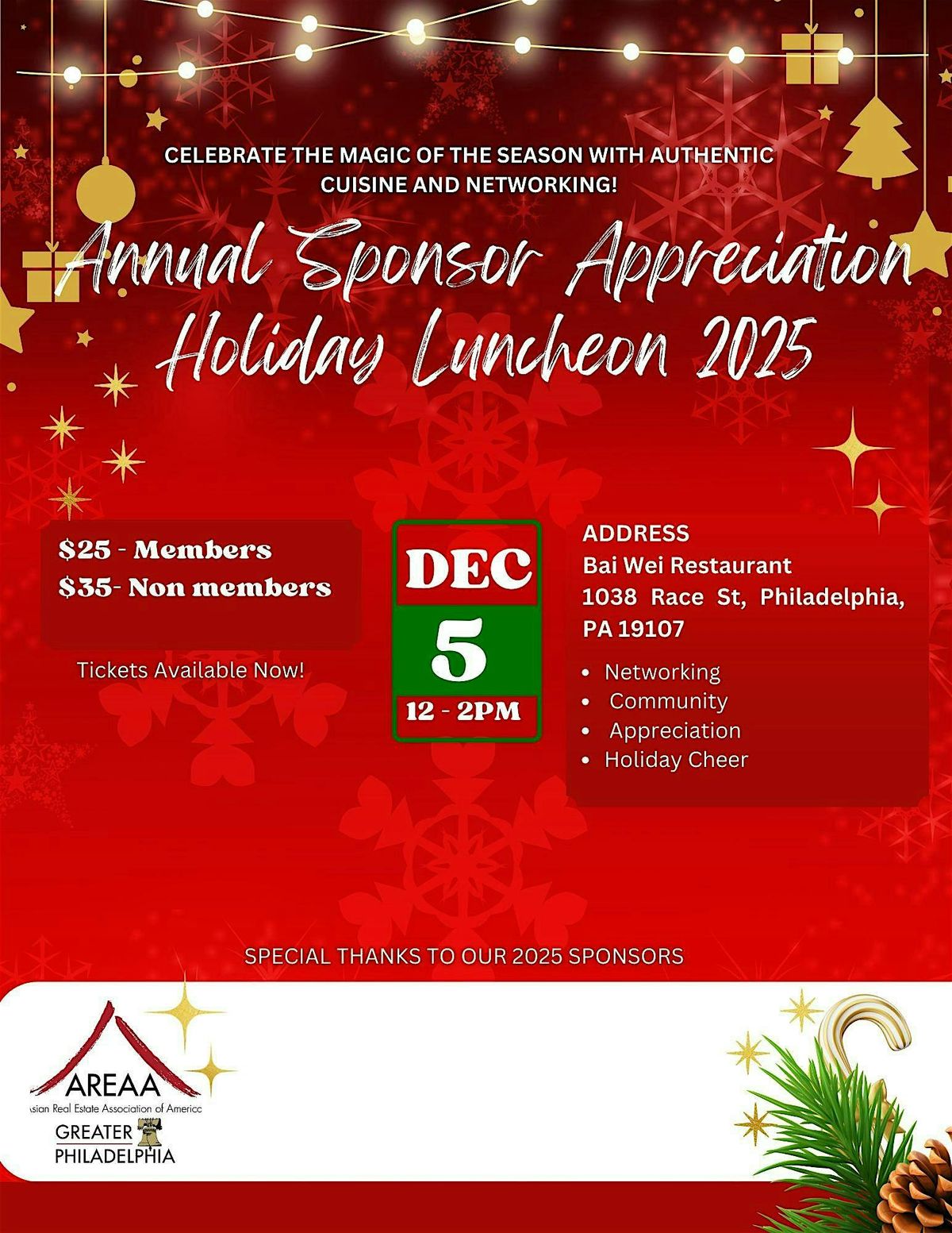 2025 Annual AREAA Greater Philadelphia Sponsorship Appreciation Luncheon, 5 December | Event in Philadelphia