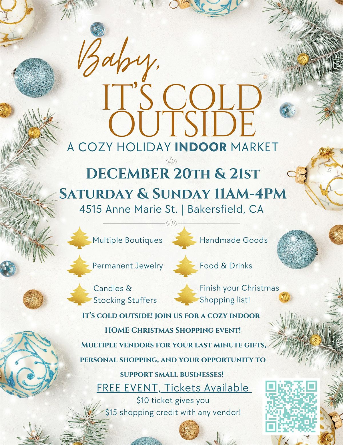 Baby, It’s Cold Outside: A Cozy Holiday Indoor Market, 20 December | Event in Bakersfield | AllEvents
