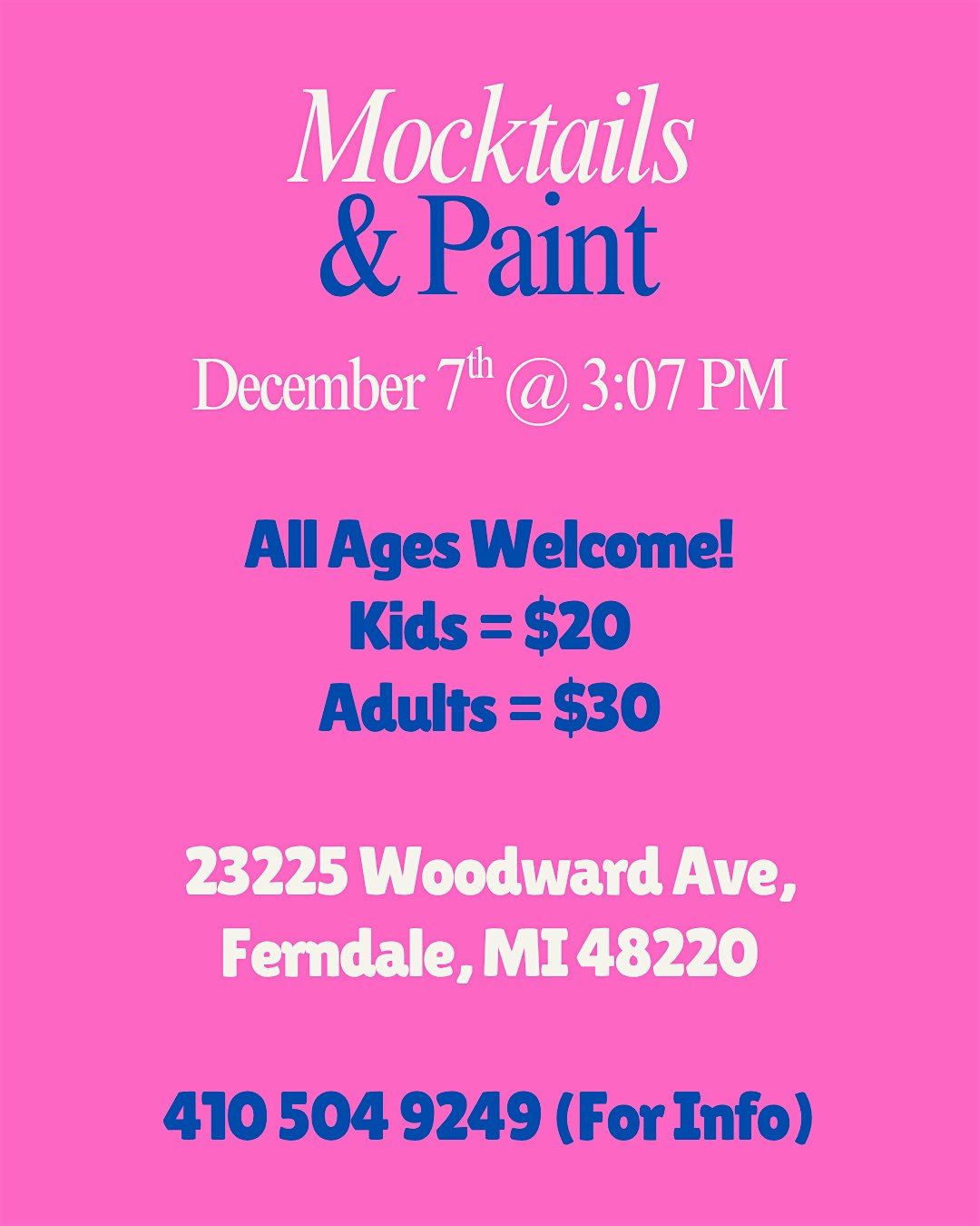Mocktails & Paint in Michigan!, 7 December | Event in Ferndale | AllEvents