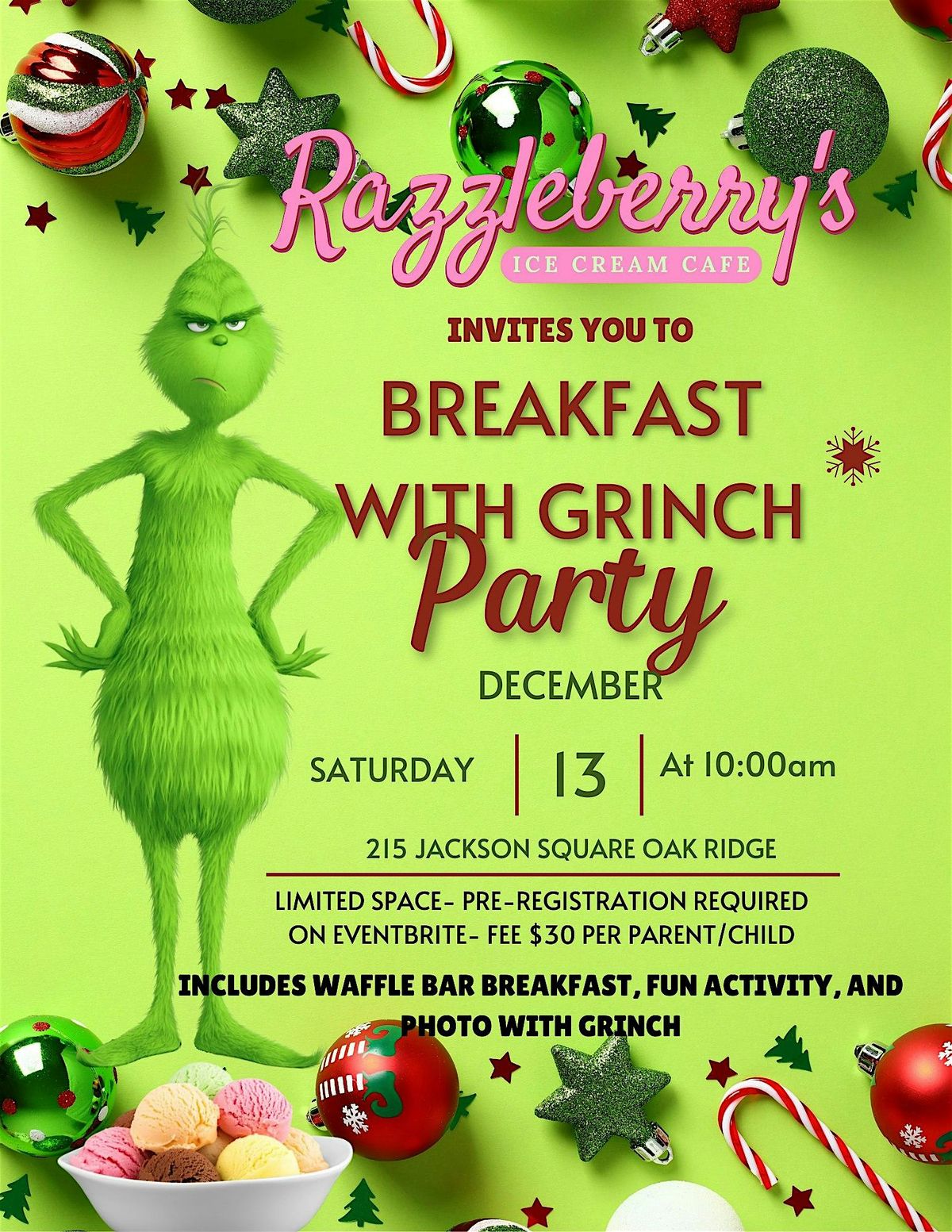 Breakfast with Grinch Party, 13 December | Event in Oak Ridge | AllEvents