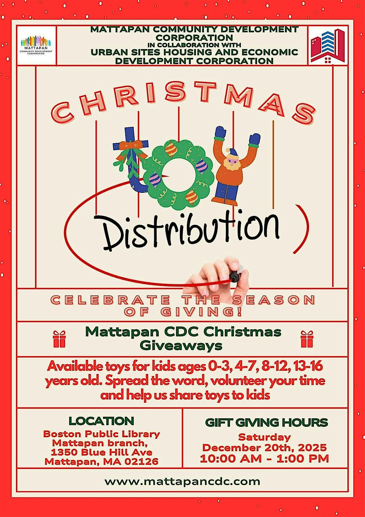 Christmas Toy Distribution Activity, 20 December | Event in Boston | AllEvents