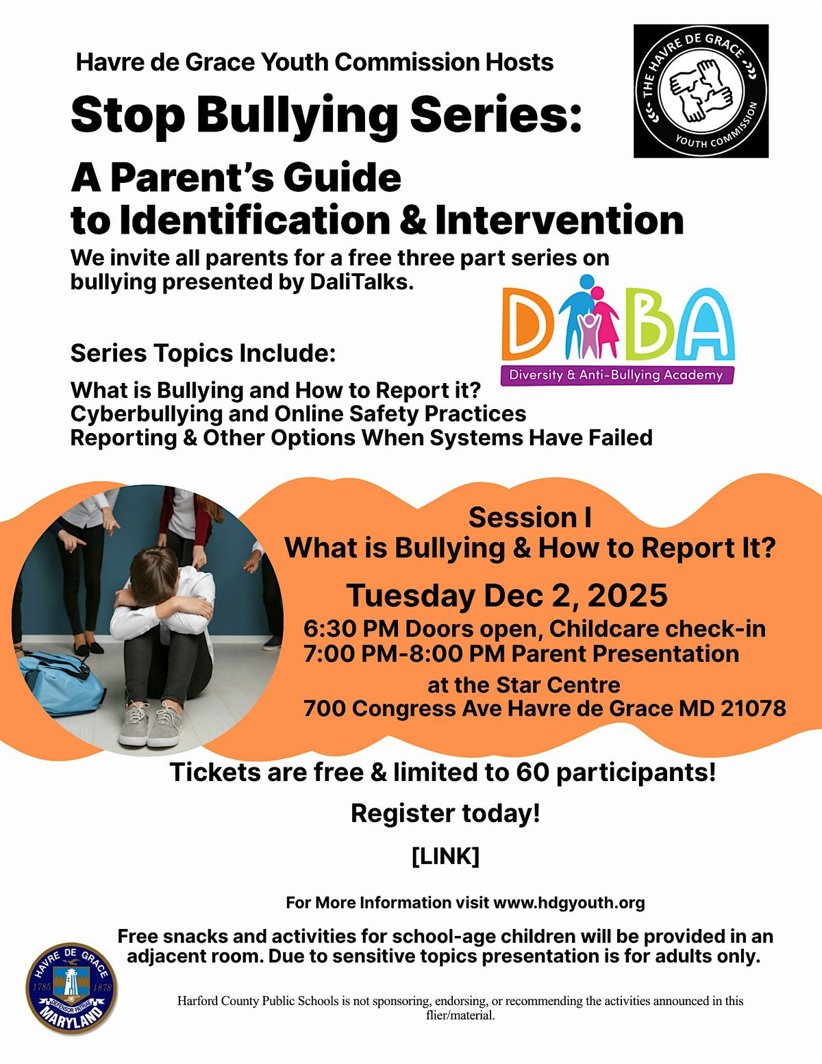 Stop Bullying Series: A Parent's Guide to Identification & Intervention, 2 December | Event in Havre de Grace