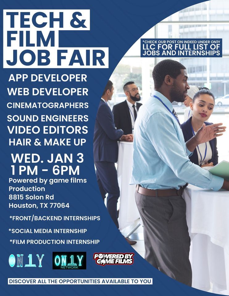 FILM PRODUCTION JOB FAIR, 8815 Solon rd Houston tx STE.f6, Jersey