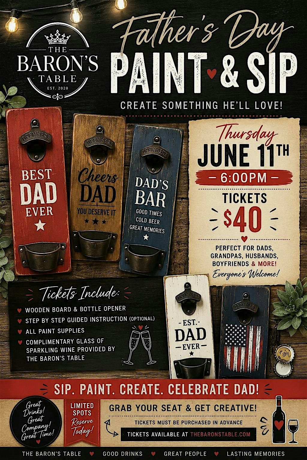 Father’s Day Paint and Sip at The Baron’s Table