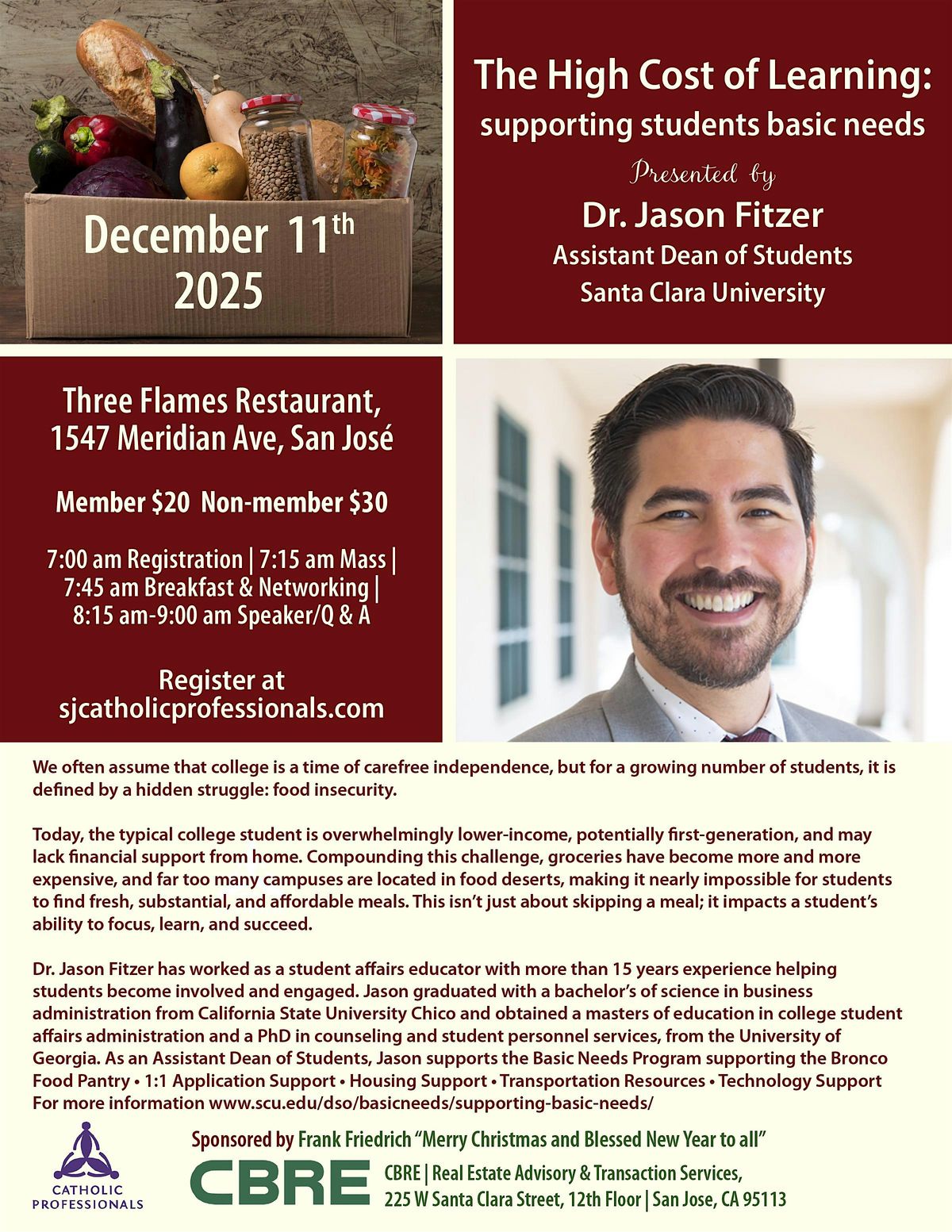 The High Cost of Learning: supporting students basic needs, 11 December | Event in San Jose | AllEvents