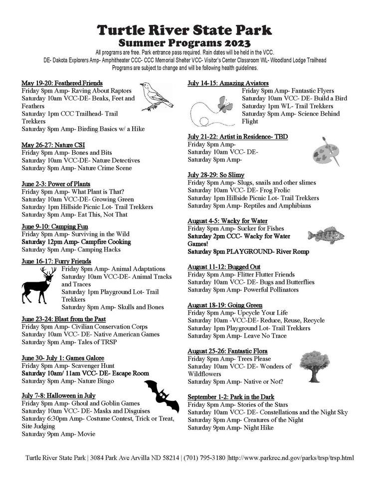 Summer Programs 2023, Turtle River State Park, Arvilla, 19 May 2023