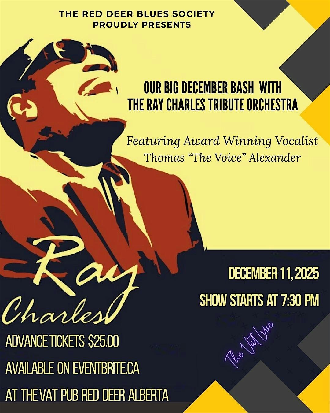 The Red Deer Blues Society presents The Ray Charles Tribute Orchestra., 11 December | Event in Red Deer | AllEvents