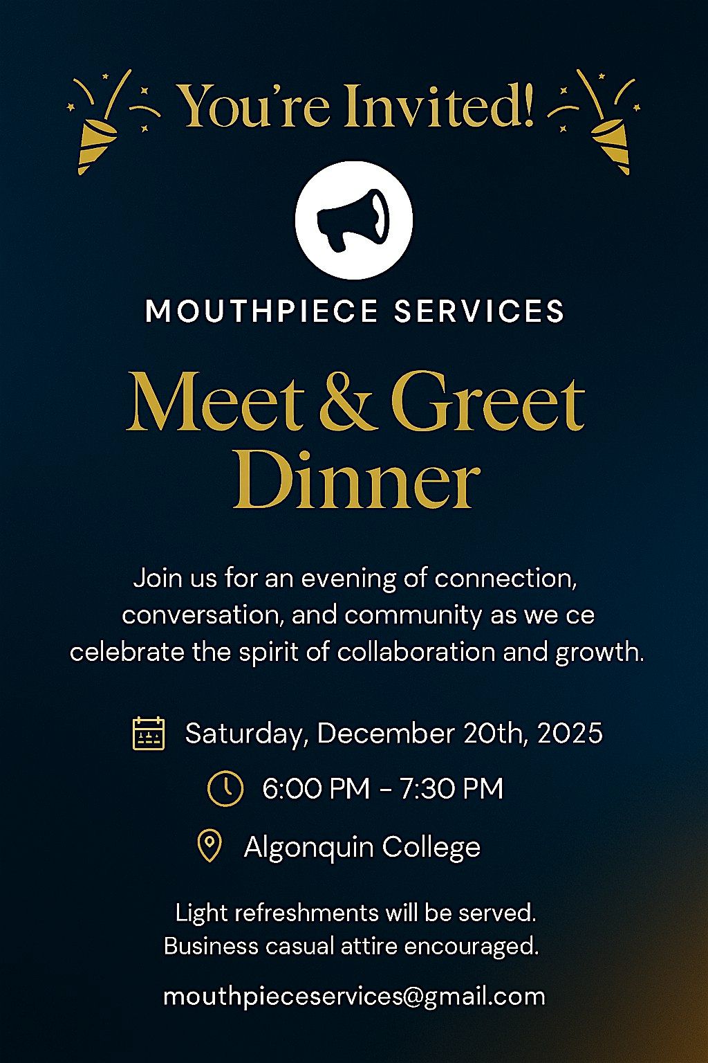 Meet and Greet Dinner, 20 December | Event in Ottawa | AllEvents
