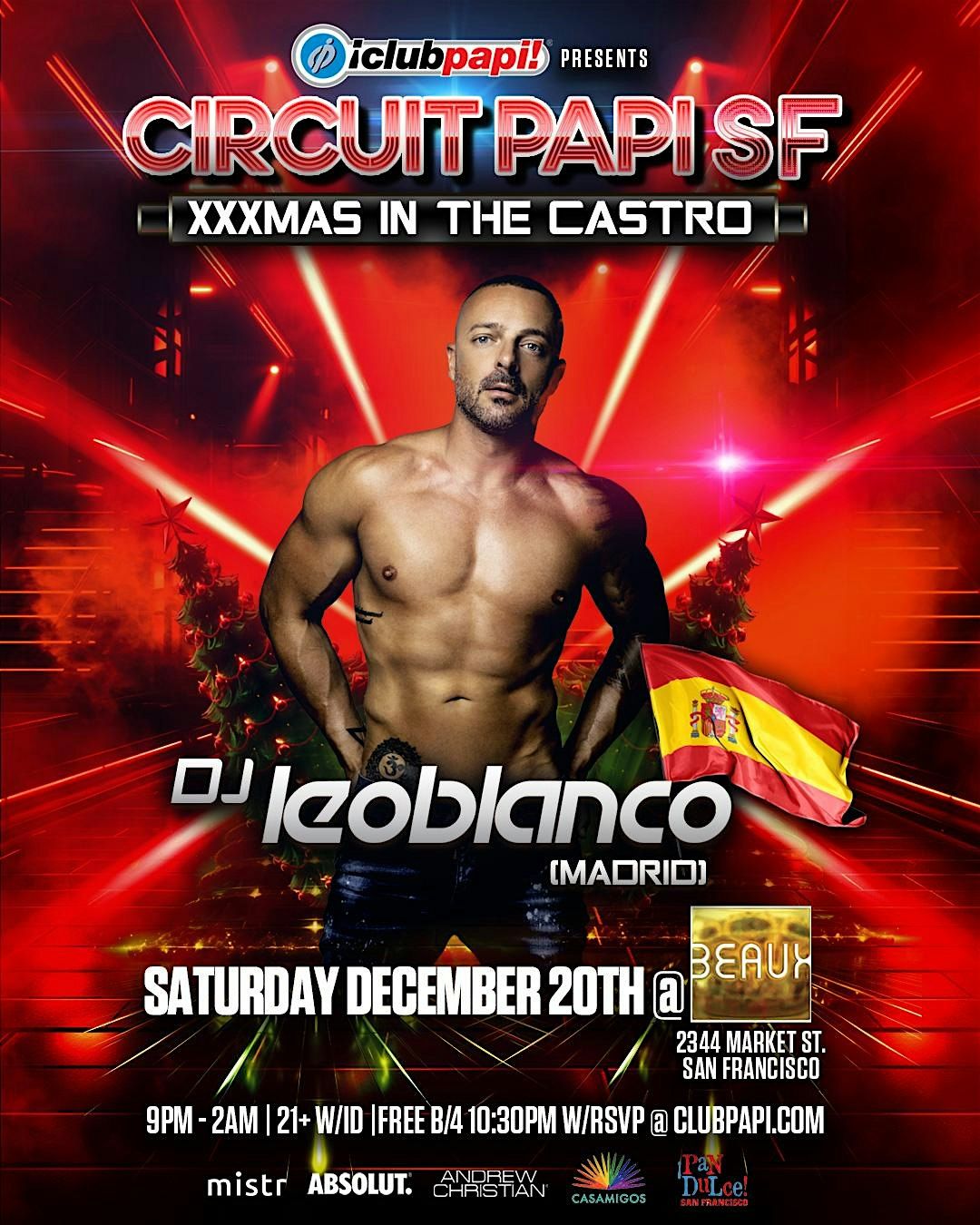 CIRCUIT PAPI SF XXXMAS w/DJ LEO BLANCO (Spain) @ BEAUX IN THE CASTRO, 20 December | Event in San Francisco