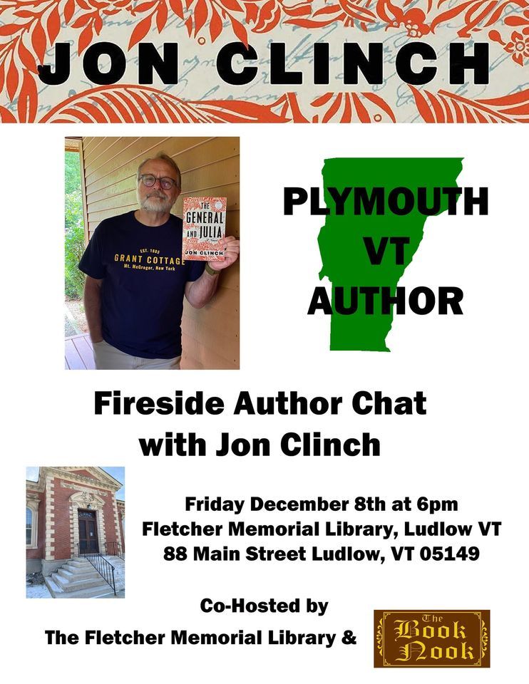 Fireside Author Chat with Jon Clinch, Fletcher Memorial Library, Ludlow