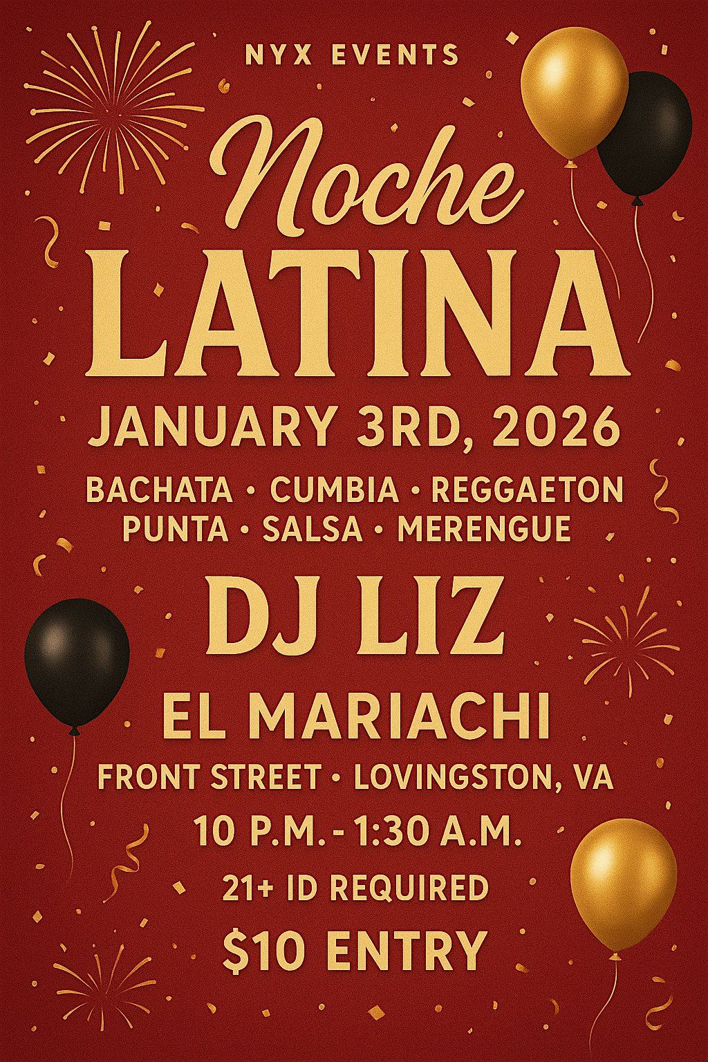 Noche Latina, 3 January | Event in Lovingston | AllEvents