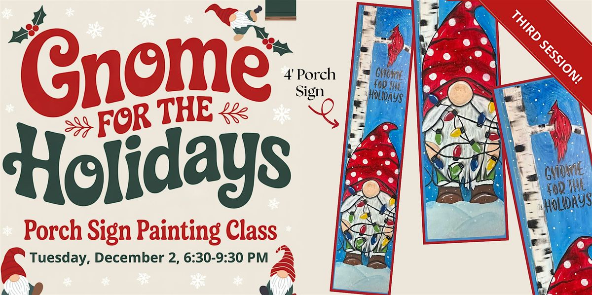 Holiday Paint & Sip – Create a Festive Gnome Porch Sign (third seating), 2 December | Event in Sherwood Park