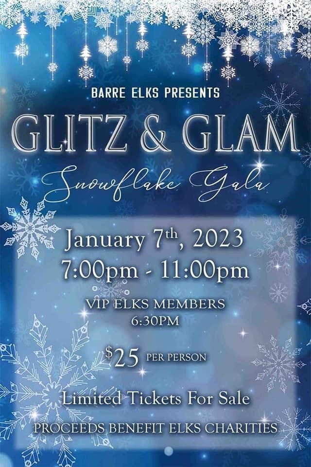 Glitz and Glam Snowflake Gala, Barre Elks Lodge 1535, January 7 2023