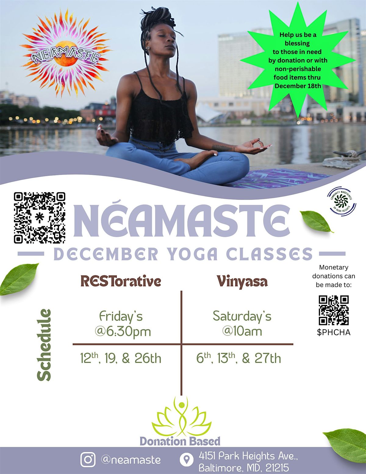 Restorative Yoga with Nea – Community Mindfulness Up Park Heights, 12 December | Event in Baltimore | AllEvents