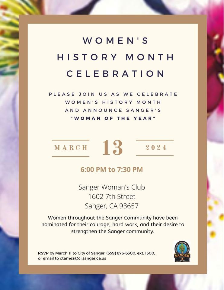Womens History Month Celebration, Sanger Woman's Club, March 13 2024