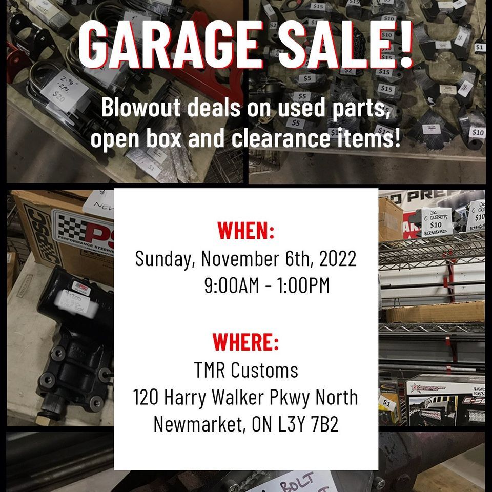 TMR Garage Sale! , TMR Customs, Newmarket, November 6 2022 AllEvents.in
