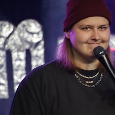 Lui does a comedy event logo