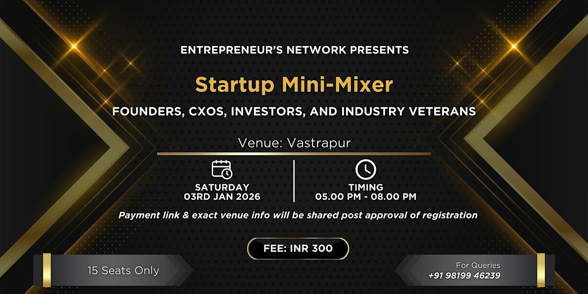 Startup Mini Meetup (Ahmedabad), 3 January | Event in Ahmedabad | AllEvents