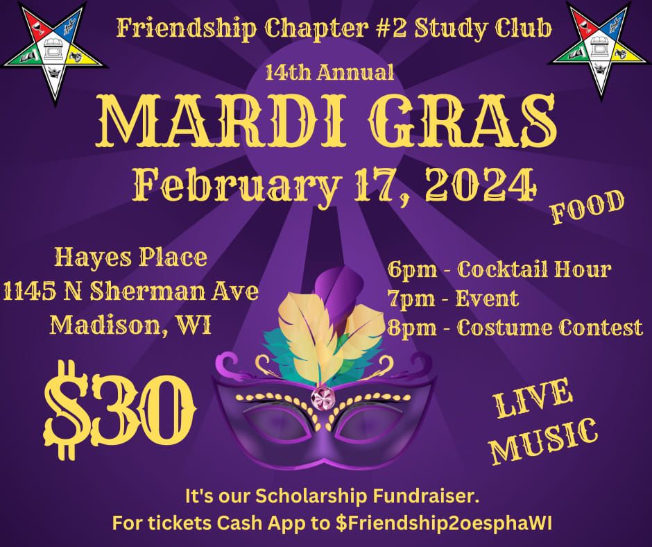 Mardi gras celebration 14th annual oes hayes places 1145 n sherman ave