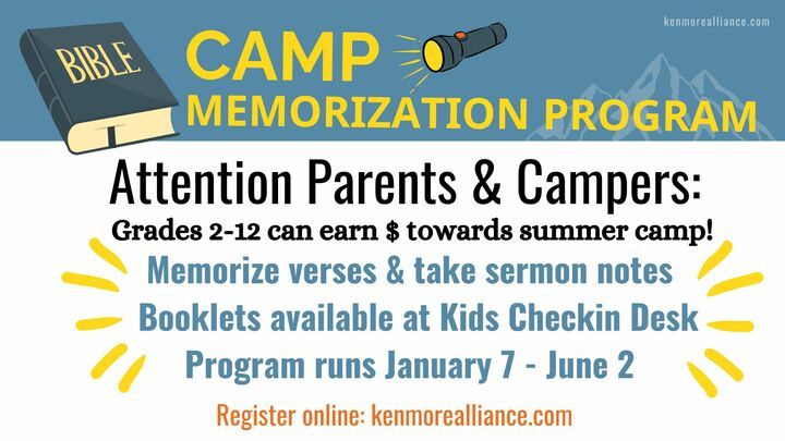 Scripture Memory Camp Pick up Camp Memorization Books, Kenmore Alliance Church, Tonawanda, 28 ...