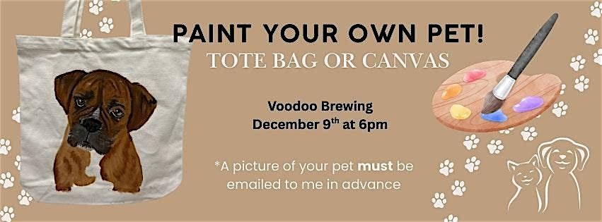 Paint your Pet Tote Bag  Sip and Paint Party at Voodoo Brewing, 9 December | Event in Virginia Beach | AllEvents