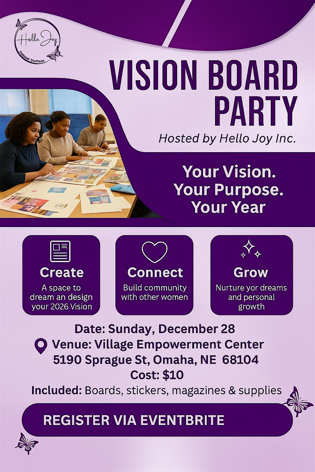 Hello Joy Vision Board Party Your Vision, Your Purpose, Your Year, 28 December | Event in Omaha | AllEvents